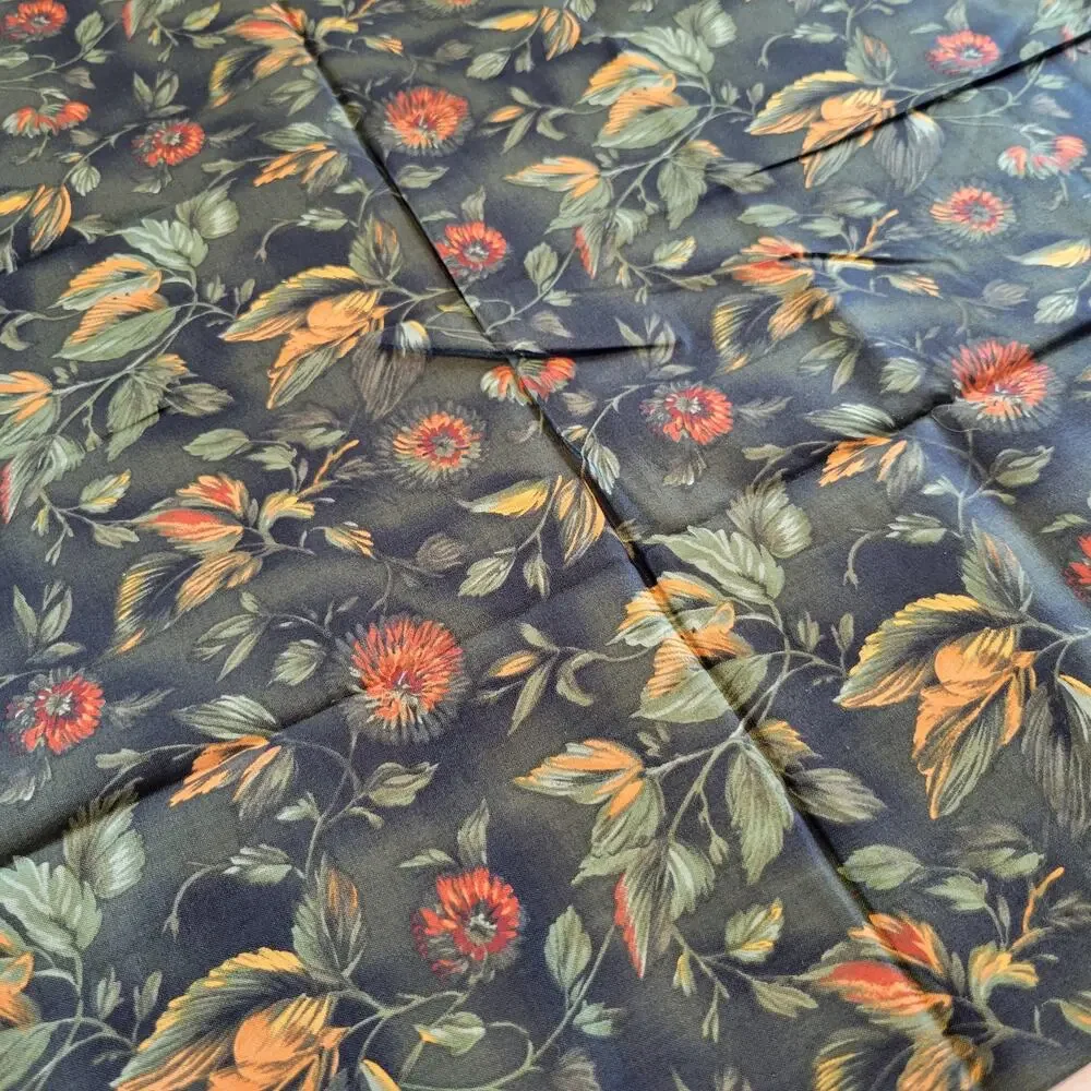 Water Tex Cheri Strole SSI Floral Cotton Fabric 36x42” Green Orange Leaves